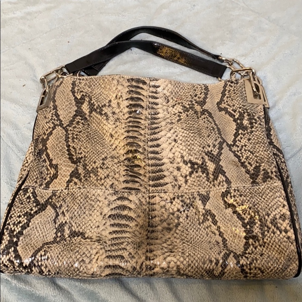 Snake Print Purse Bag with silver hardware